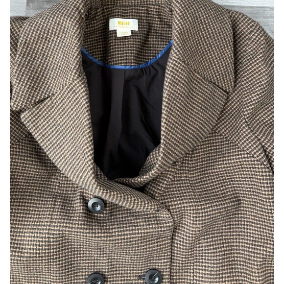 Maeve Anthropologie Plaid Double Breasted Peacoat Size L Oversized Lined - Picture 3 of 6